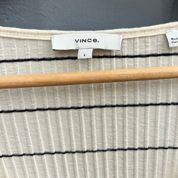Vince Ribbed Striped Tee, Large - Picture 6 of 7